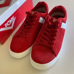 NEW Pony classic low red white suede tennis shoe size 10